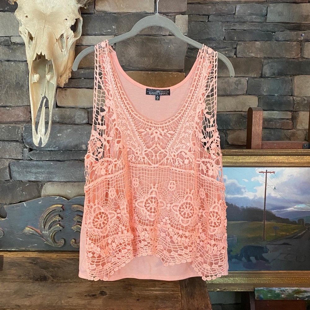 Almost Famous Pink Lace Tank Top